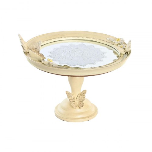 Borddekoration i harpiks med spejl, beige 24 × 22,6 × 18 cm