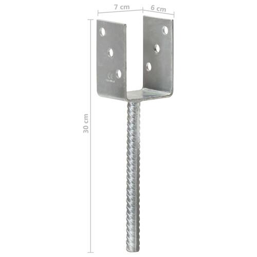 Hegnspløkker 6 stk. 7x6x30 cm galvaniseret stål sølvfarvet