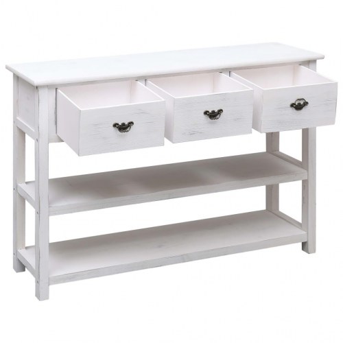 Konsolbord 115x30x76 cm træ antik hvid