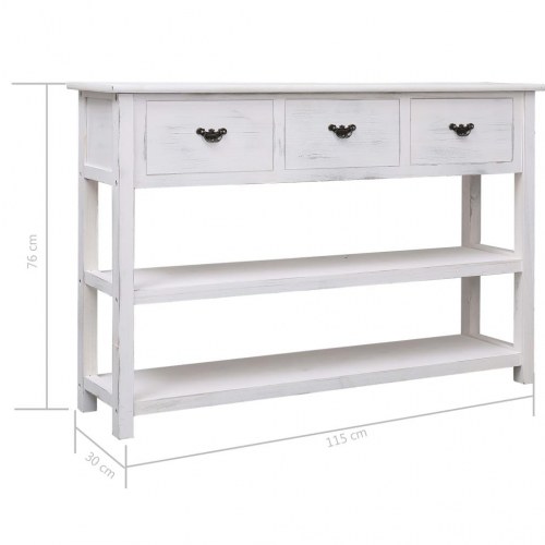 Konsolbord 115x30x76 cm træ antik hvid