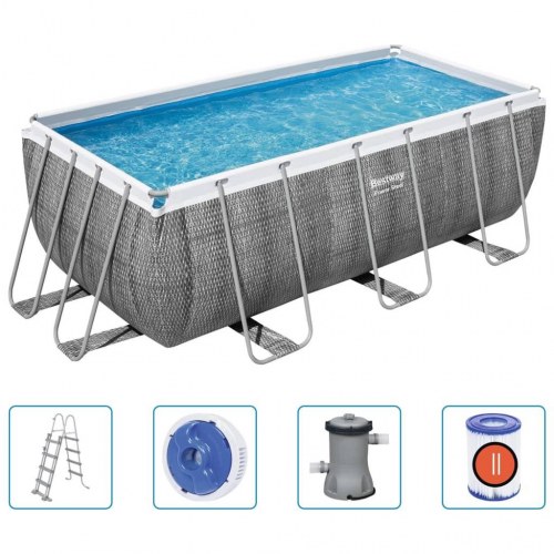 Bestway Power Steel swimmingpoolsæt rektangulær 412 x 201 x 122 cm