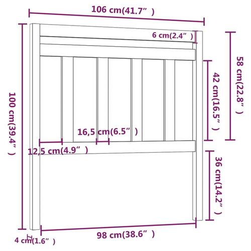 Sengegærde 106x4x100 cm massivt fyrretræ