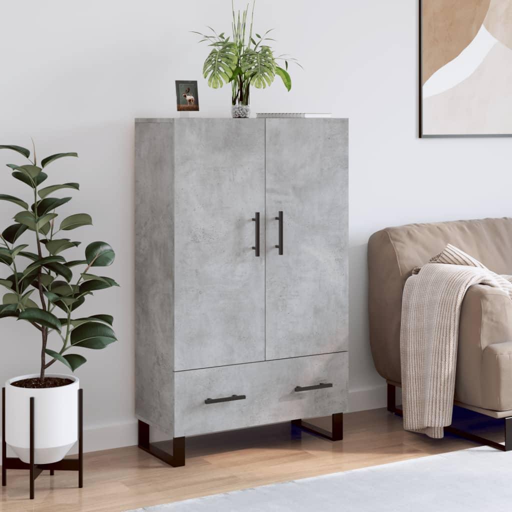 Skab med skuffe 69,5×31×115 cm - konstrueret træ, betongrå