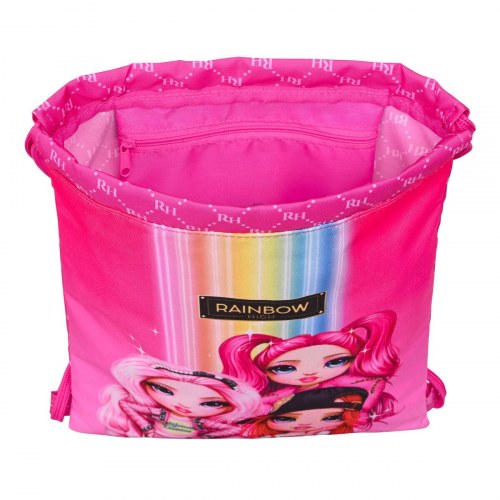 Skoletaske snørelukning Rainbow High - fuchsia 26 × 34 × 1 cm