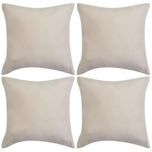 Pudebetræk 4 stk. 80x80 cm polyester imiteret ruskind beige
