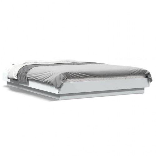 Sengeramme med LED-lys 120 x 190 cm - hvid