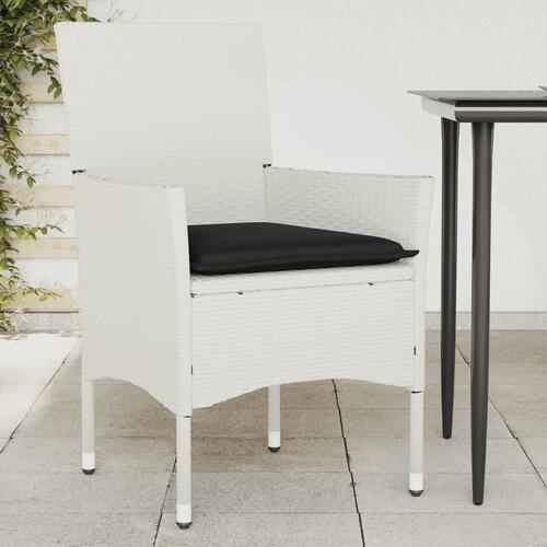 Havestole med hynder 2 stk. polyrattan hvid