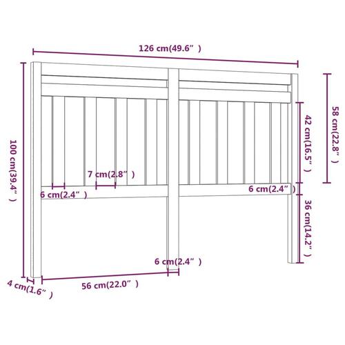 Sengegærde 126x4x100 cm massivt fyrretræ sort