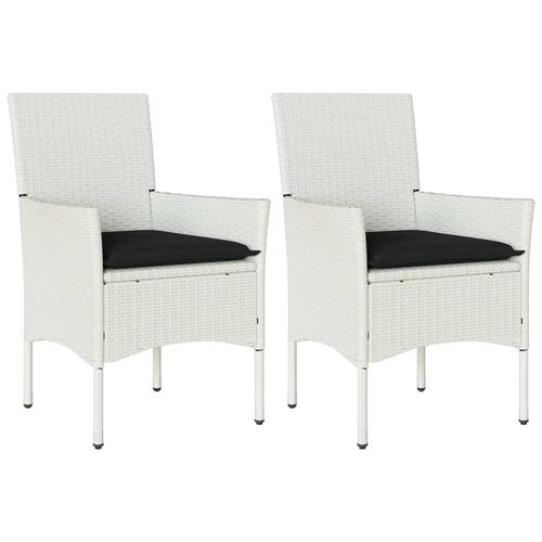 Havestole med hynder 2 stk. polyrattan hvid