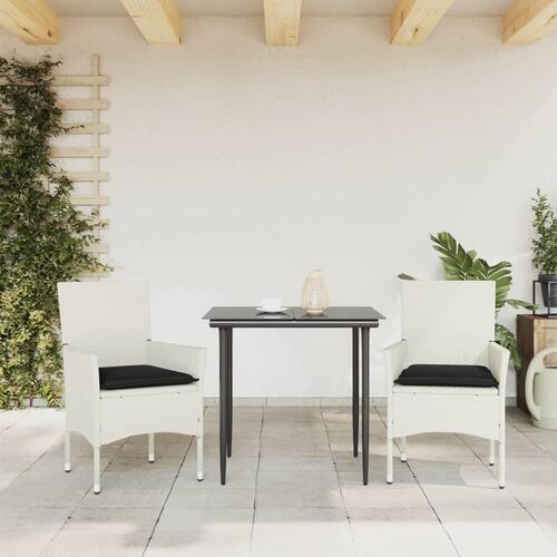 Havestole med hynder 2 stk. polyrattan hvid