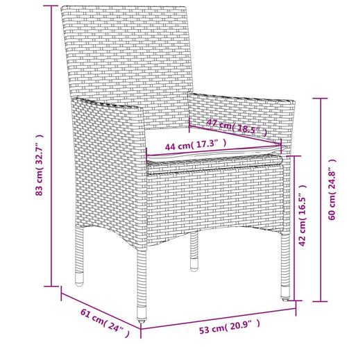 Havestole med hynder 2 stk. polyrattan hvid