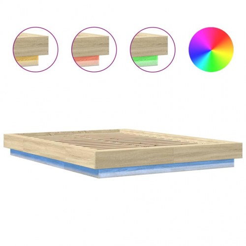 Sengeramme med LED-lys 120 x 190 cm - sonoma-eg