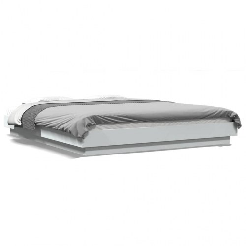 Sengeramme med LED-lys 150 x 200 cm - hvid