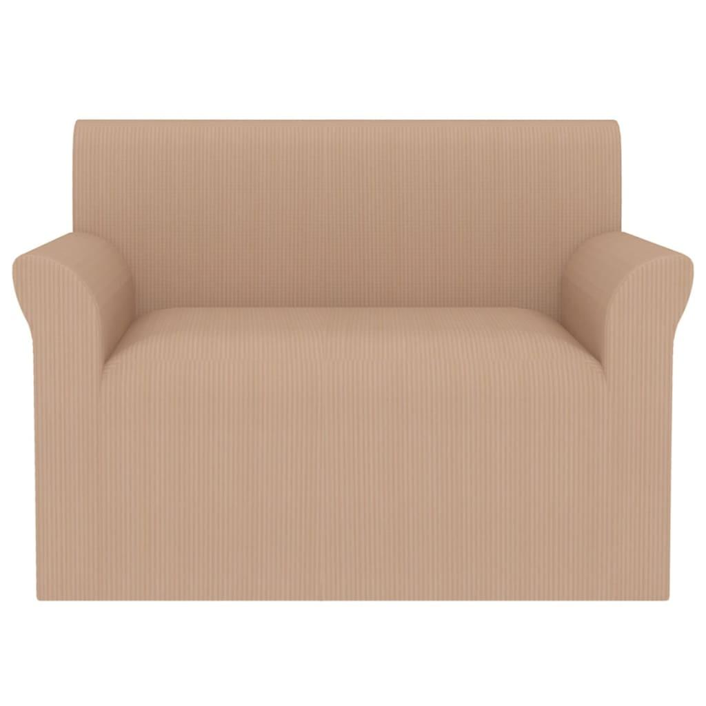 Elastisk sofabetræk beige bredstribet