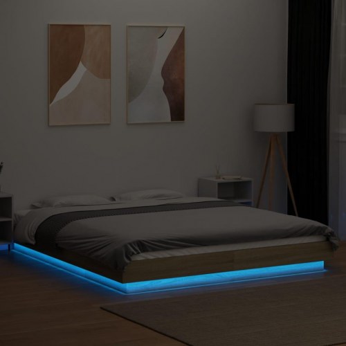 Sengeramme med LED-lys 150 x 200 cm - sonoma-eg