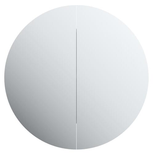 Badeværelsesskab med rundt spejl og LED-lys 40x40x17,5 cm grå