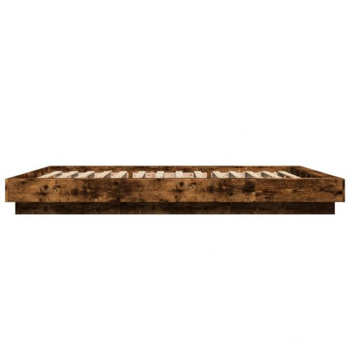 Sengeramme med LED-lys 120 x 200 cm - røget eg