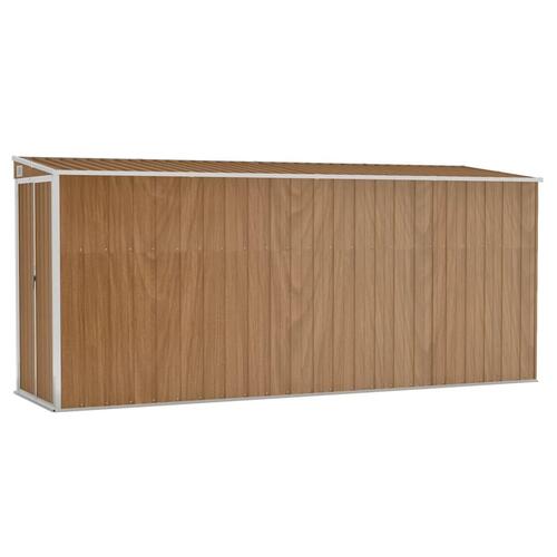 Vægmonteret haveskur 118x382x178 cm galvaniseret stål brun
