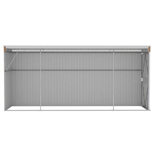 Vægmonteret haveskur 118x382x178 cm galvaniseret stål brun