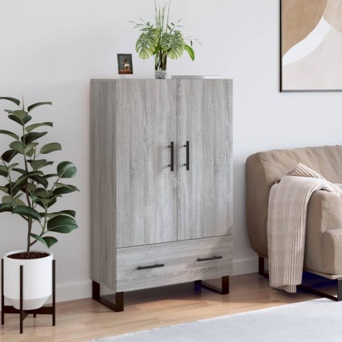 Skab med skuffe 69,5×31×115 cm - grå sonoma-eg, metalben