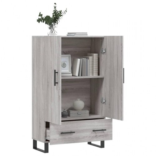 Skab med skuffe 69,5×31×115 cm - grå sonoma-eg, metalben