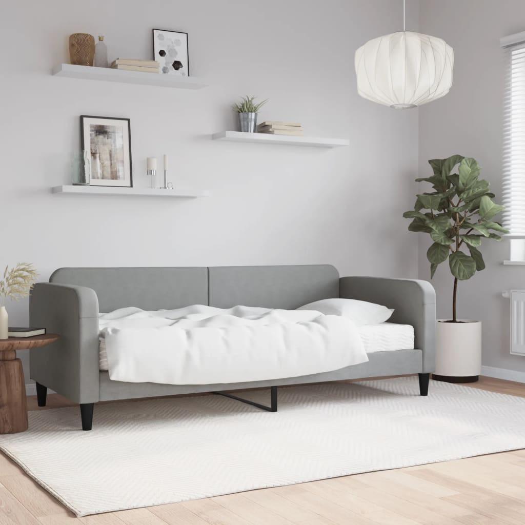 Daybed med madras 80x200 cm stof lysegrå