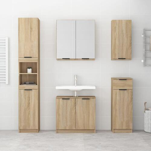 Badeværelsesskab med spejl 64x20x67 cm sonoma-eg