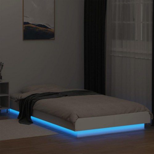 Sengeramme med LED-lys 75 x 190 cm - hvid