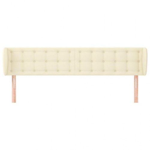 Sengegavl med kanter 203 x 23 x 78/88 cm - cremefarvet