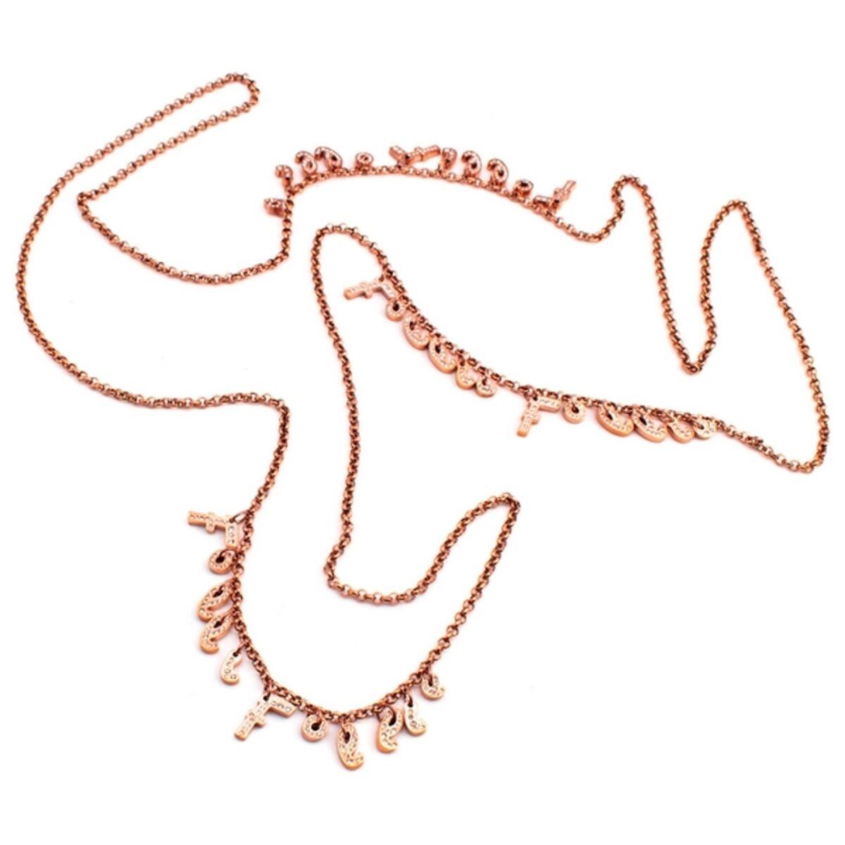 Halskæde til kvinder, rustfrit stål, pink - 80 cm