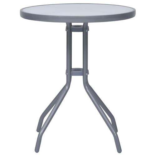 Havebord 60 cm stål og glas lysegrå