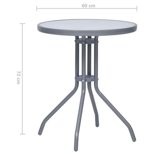 Havebord 60 cm stål og glas lysegrå