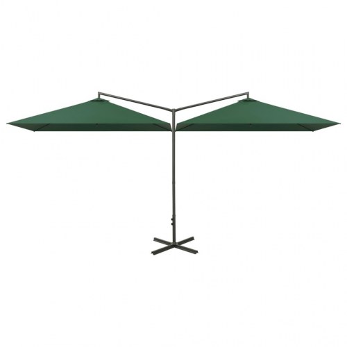 Dobbelt parasol med stålstang - grøn
