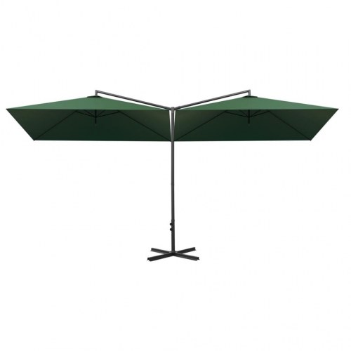 Dobbelt parasol med stålstang - grøn