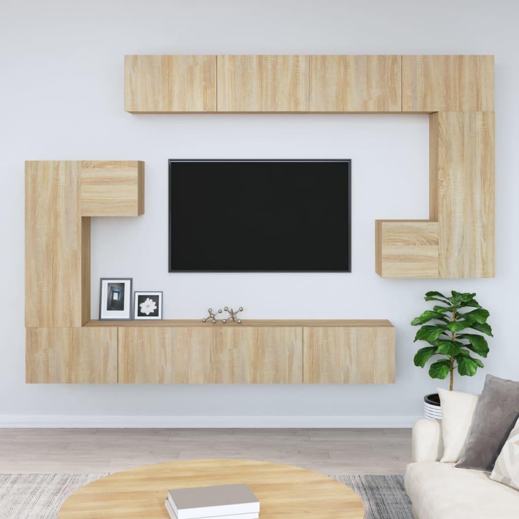 Væghængt Tv Bord 37x37x72 Cm Konstrueret Træ Sonoma Eg