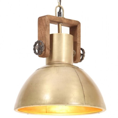 Industriel hængelampe 25 W rund 30 cm E27 messingfarvet