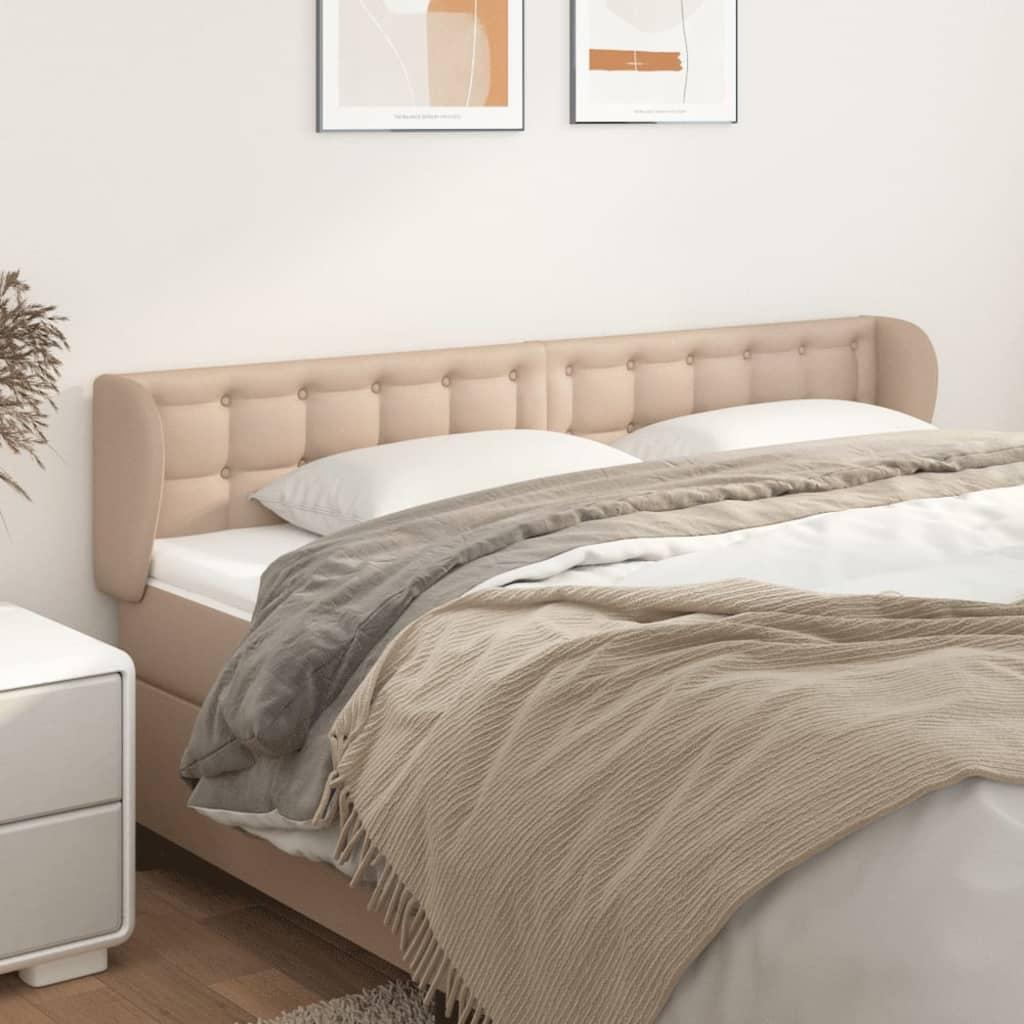 Sengegavl med kanter 203x23x78/88 cm kunstlæder cappuccino