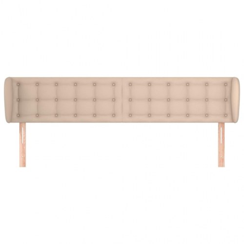 Sengegavl med kanter i kunstlæder 203 x 23 x 78/88 cm - cappuccino