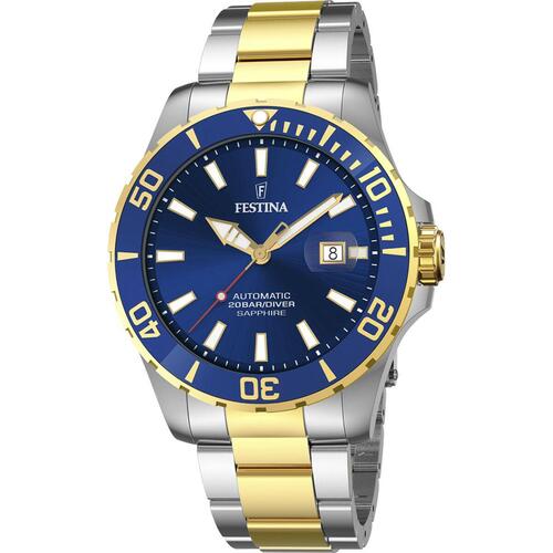 Festina herreur F20532/1 - automatisk dykkerlook i stål/guld