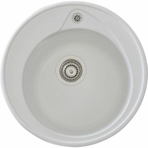 Køkkenvask rund Stradour - hvid, Ø 49 cm, indbygning