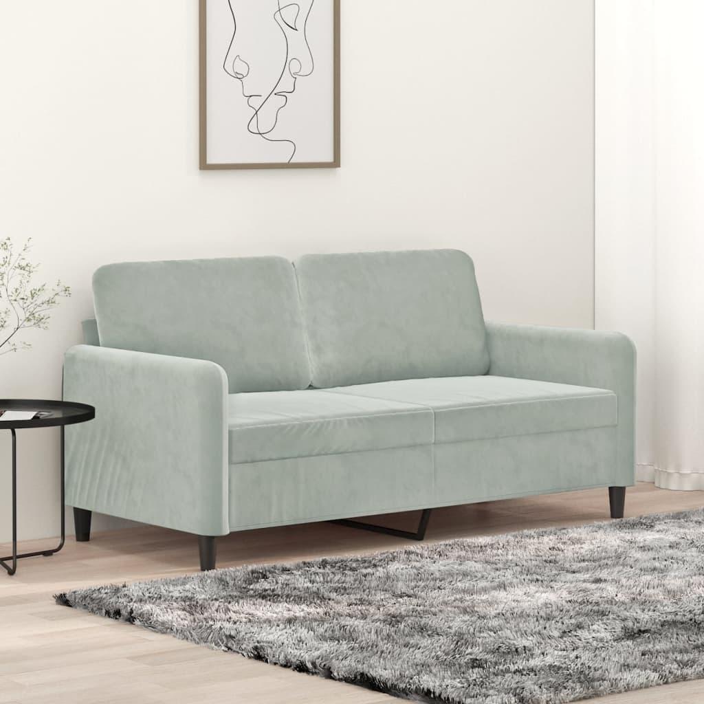 2-personers sofa 140 cm fløjl lysegrå billede