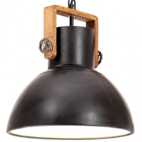 Industriel hængelampe rund 30 cm E27 - mat sort/brun