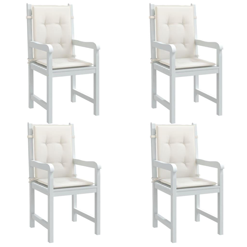 Stolehynder med lav ryg 4 stk. 100x50x4 cm stof cremefarvet