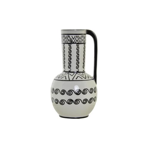 Vase 15 x 15 x 28 cm Porcelæn Sort Hvid Kolonistil