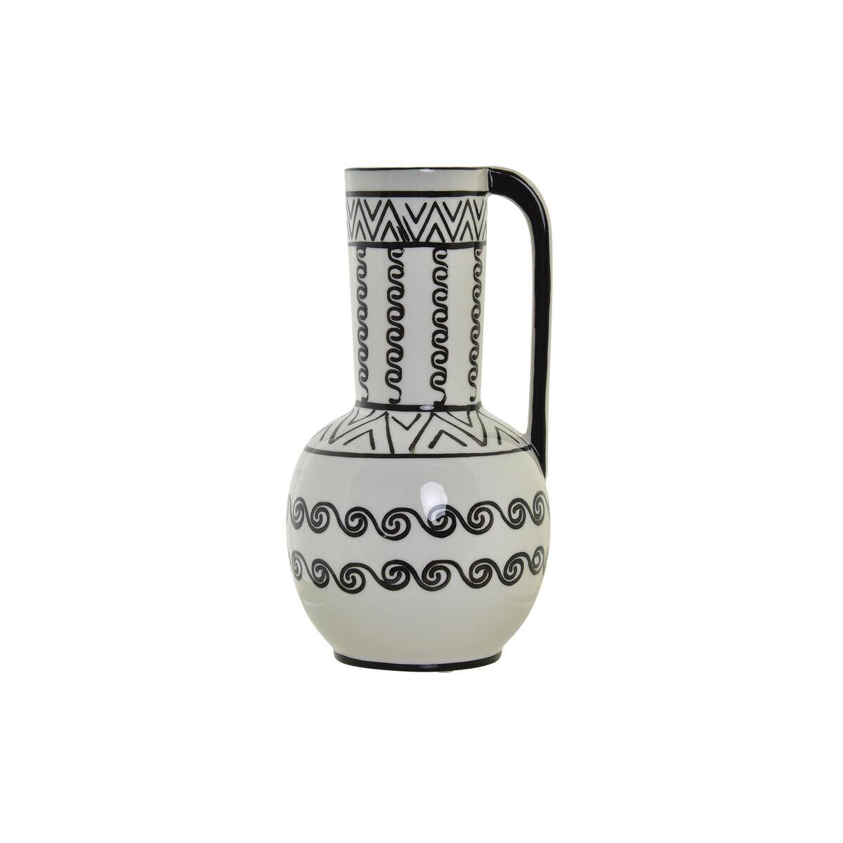 Vase 15 x 15 x 28 cm Porcelæn Sort Hvid Kolonistil