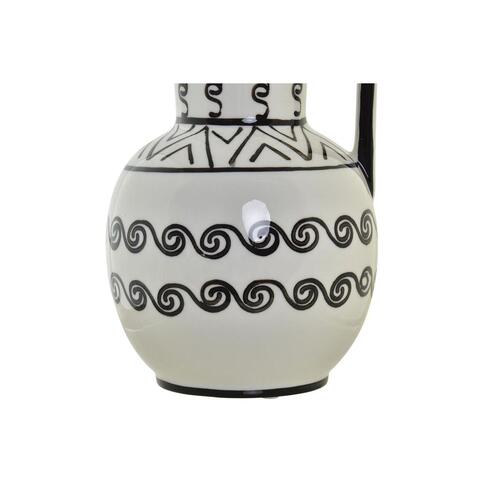 Vase 15 x 15 x 28 cm Porcelæn Sort Hvid Kolonistil