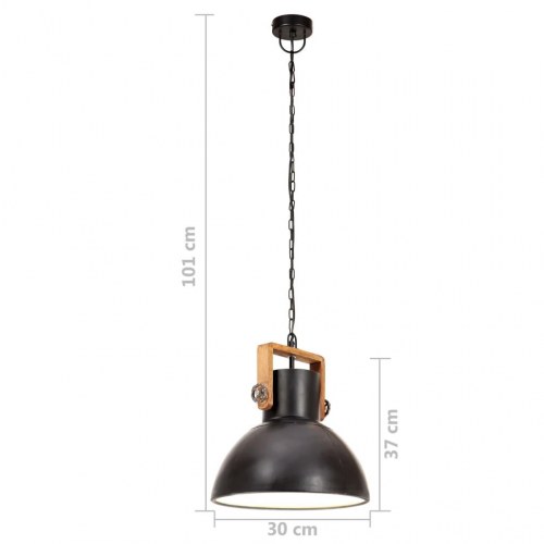 Industriel hængelampe rund 30 cm E27 - mat sort/brun