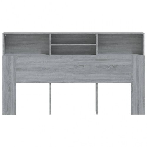 Sengegavl med opbevaring 180 x 19 x 103,5 cm - grå sonoma-eg