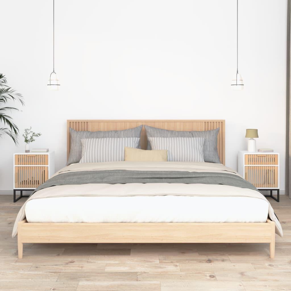 Sengeborde 2 stk. 40x30x55,5 cm konstrueret træ og jern hvid billede