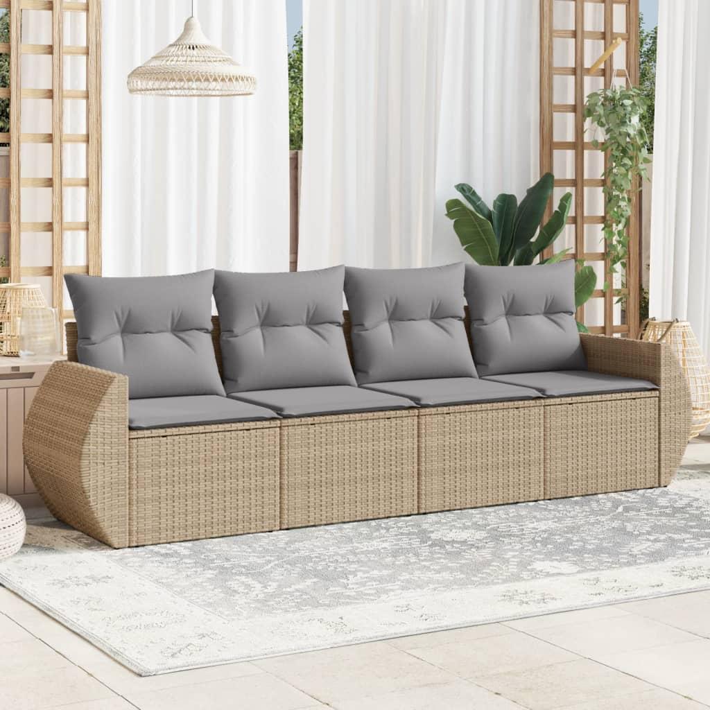 Sofasæt Til Haven 5 Dele Med Hynder Polyrattan Beige - beige og grå / Uden bord